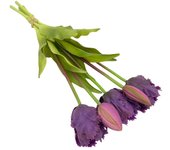 5pcs 5 Heads Artificial Parrot Tulip Flowers Luxury Realistic Simulation Tulip Bouquet Handmade Real Touch Fake Flowers