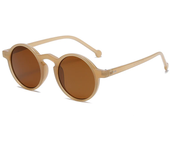 Gafas de sol redondas pequeñas para mujer, gafas de sol marrones de diseñador de marca Vintage, gafas de sol con montura redonda y remaches para mujer UV400