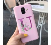 Samsung Galaxy A6 Plus 2018 Case Cute Letter Flower Soft Silicone Cover For Samsung A6 2018 A 6 A6Plus Back Protective Cases