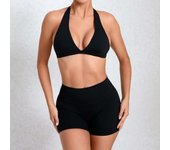 Wholesale Sportswear Woman Gym Set 2024 Sport Bra Shorts Outfit Yoga Clothes Fiess Clothing Kit Push Up Workout Activewear Red