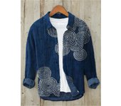 -Kanagawa Cardigan de or Mixed Vintage Men's Hawaiian Long Sleeve Shirt, 3D Printed Polo Neck, New