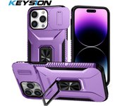 KEYSION Shockproof Case for iPhone 13 Pro Max 12 Slide Camera Protection Ring Stand Phone Cover for iPhone 11 12 Pro Max