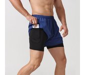 Men's 2-in-1 sports shorts, designed fast running in the gym, with a mobile phone pocket polyester spandex outdoor materials for