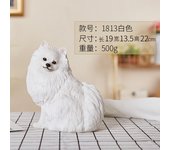 Simulation dog ornament Pomeranian model living room TV cabinet decoration cute animal sculpture resin fox dog crafts