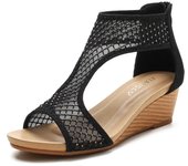 Sandalias Zapatos De Mujer, Versátiles Y Cómodos Zapatos De Mujer De Malla Casual En Verano, Tacones De Cuña Con Suela De Plataforma, Zapatos De Madre De Gran Tamaño Para Mujer