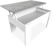 Online, Mesa de Centro Elevable, Mesita de Salón o Comedor, Acabado en Color Blanco con Tapa Cambria, Medidas, 90 cm (Ancho) x 50 cm (Fondo) x 46, 57 cm (Alto), Madera, 90 x 50 x 46, 57 cm