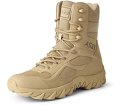 Botas de cuero de alta calidad para hombre, botas transpirables de combate en el desierto, zapatos para exteriores, botines antideslizantes para senderismo.