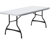 Mesa plegable rectangular ultrarresistente negra, Mesa exterior e interior para jardín, terraza, eventos y catering, Medidas 182x76cm, altura 73,5cm, Mesas plegables grandes