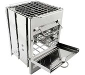 Ultralight Portable Folding Stainless Steel BBQ Charcoal Wood Stove, Outdoor Camping Heating Stove