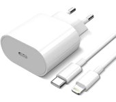 Cargador Con Cable Lightning De 20W, Adaptador Tipo C, Cargador USB C Con Cable De Carga Rápida