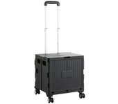 Plastic Folding Shopping Trolley Large Capacity Adjustable Handle Camping Trolley with Wheels Space Saving Camping Carts