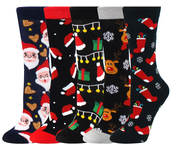 Calcetines de Navidad de Papá Noel para mujer, medias divertidas de algodón con diseños geométricos de árbol de Navidad, 5 pares