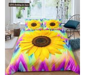 Vintage Sunflowers Duvet Cover Set Letters Bedding Set Letters And Sunflowers Printed Retro Girls Queen Size 2/3pcs Quilt Cover