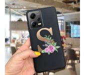 Fashion Rose Initial Letter Phone Case For Xiaomi Poco X5 5G PocoX5 Pro Soft Silicone TPU Back Cover For Poco X5 Pro X 5 X5Pro