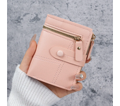 Ultra-delgada de cuero de la PU Billetera de las mujeres, la moda de corto titular de la tarjeta, el bolso de color sólido, simple billetera de cien