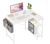 Esquina Ordenador - 100x70 cm Mesa en Forma L, Estantes de Almacenamiento, Esquina Reversible, Gaming Escritorio Mesa Gamer Desk para Estudio Trabajo Oficina Dormitorio Hogar