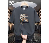 Camiseta de Algodón Puro 5E Brand Cuello Redondo Suelto para Hombres Manga Corta
