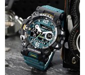SMAEL Dual Display Alloy Case Watches for Men Waterproof Sports Military Male Camo Quartz Digital Wristwatch Alarm Stopwatch