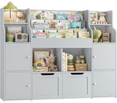 Mueble Almacenaje Juguetes, Mueble Juguetes Organizador, Librería Infantil Montessori, Estantería Infantil para Jugetes y Libros, Organizador Juguetes Infantil (Blanco y Rosa)