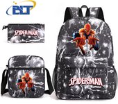 Spider-Man Printed Student Schoolbag Set Children's Backpack Shoulder Bag Pencil Case Three-piece Set