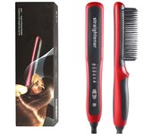 Hair Straightener Brush Hot Comb Ionic Straightening Brush with Anti Scald Fast Ceramic Heating Portable Hot Straightening Comb