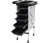 6 Tiers Hairdressing Trolley, White Hair Salon Rolling Trolley, Beauty Trolley On Wheels, Beauty Salons Cart with 5 Drawers