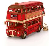 Robotime rolife London Tour Bus 3D Wooden Puzzles Wood Model Toy Car to Build Crafts Collectibles Gifts for Boys Girls