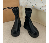 Chunky Women Knee High Boots Fashion Slip On Knight Long Booties Platform Flats Autumn Winter Shoes