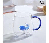 Taza transparente de café con zumo de desayuno en casa, Rose 3D with Mango, Taza de leche y té, Copa de Cristal