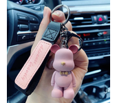 New Simple Fashion Cute PVC Bow Tie Bear Keychain Kawaii Cartoon Animal Keychain Cute Bag Pendant Keychain Car Key Ring Charm