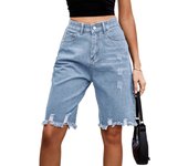 Vaqueros con agujeros rotos y pantalones de cinco puntos wish Fashion Maori jeans con borlas