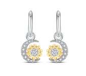 2023 100% 925 Sterling Silver Charms Hoop Earrings For Women Cubic Zircon Sunflower Earrings Elegant Birthday Jewelry Gifts