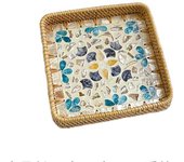 Hand Woven Splicing Shell Rattan Basket Rattan Weaving Colorful Rattan Shell Tray Handmade Household Dried Fruit Plate