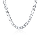 Men's necklace silver pad classic Cuban chain 12MM