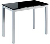 Mesa de Cocina o salón Extensible Moderna, CALCUTA, Color Blanco/Plata - Material Cristal Templado/Metal 100/140 x 60 x 76 cm