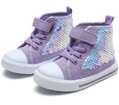 Zapatos de lona para niños primavera y otoño tendencia alta con lentejuelas princesa zapatos niñas hebilla casual zapatos de tablero