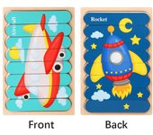 Cartoon Animal Double-sided Strip Wooden Puzzles Jigsaw Game Kids Educational Toys for Children