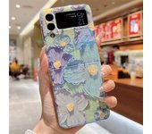 Flores de pintura al óleo Moda Carcasa del teléfono móvil Galaxy Z Flip 5, Z Flip 4, Z Flip 3, Funda protectora