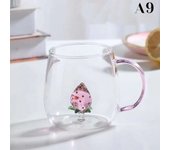 Taza transparente de café con zumo de desayuno en casa, Rose 3D with Mango, Taza de leche y té, Copa de Cristal