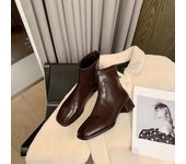 Nuevas Botas Individuales Para Mujer, Botas Francesas De Primavera Y Otoño, Botas De Tacón Medio De Cabeza Cuadrada.