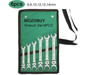 WOZOBUY 4/5pcs Ratchet Spanner Set Gear Ring Ratcheting Combination Wrench Kit Metric Flexible Head with Canvas Bag