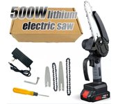 4 Inch/6 Inch 21V 500W Mini Electric Saw Chain Saw With 1/2 Battery Rechargeable One-handed Woodworking Pruning Garden Tool