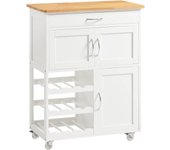 Carrito de Cocina Estantería de Cocina Isla Ccocina con Barra Carrito de Servir Blanco 67 x 37 x 87cm FKW45-WN ES