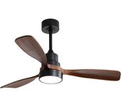 48 Inch Wood Ceiling Fan With 3 Solid Wood Blades Remote Control Reversible DC Motor For Living Room