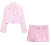Zach Ailsa-traje corto de manga larga con cuello tipo Polo para mujer, abrigo, falda con cinturón a juego, pantalones, conjunto informal, novedad de verano 2024
