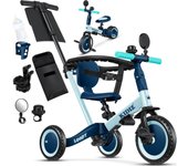 6en1 Bicicleta de Balance, Triciclo para niños de 1 año a 5 Años, Capacidad de Carga hasta 25kg, Incl. Manillar/Barra de Seguridad/Cinturón de Seguridad/Timbre/Espejo