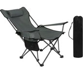 Plegable y Portátil,  Acampada Ligera con Portavasos, Reposacabezas y Bolsas, Estructura Metálica para Soportar 150 kg,