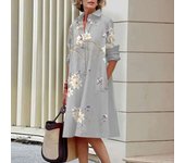 Elegant autumn shirt to fashionable loose long sleeved office women's green and red lapel dress