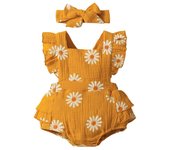 Verano recién nacido bebé niñas de 0 a 18 meses mameluco estampado de girasol sin mangas lindo mono de una pieza para niños