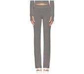 iamgia blue cotton zipper hooded long sleeved high stretch top low waist micro flared pants for women 2024